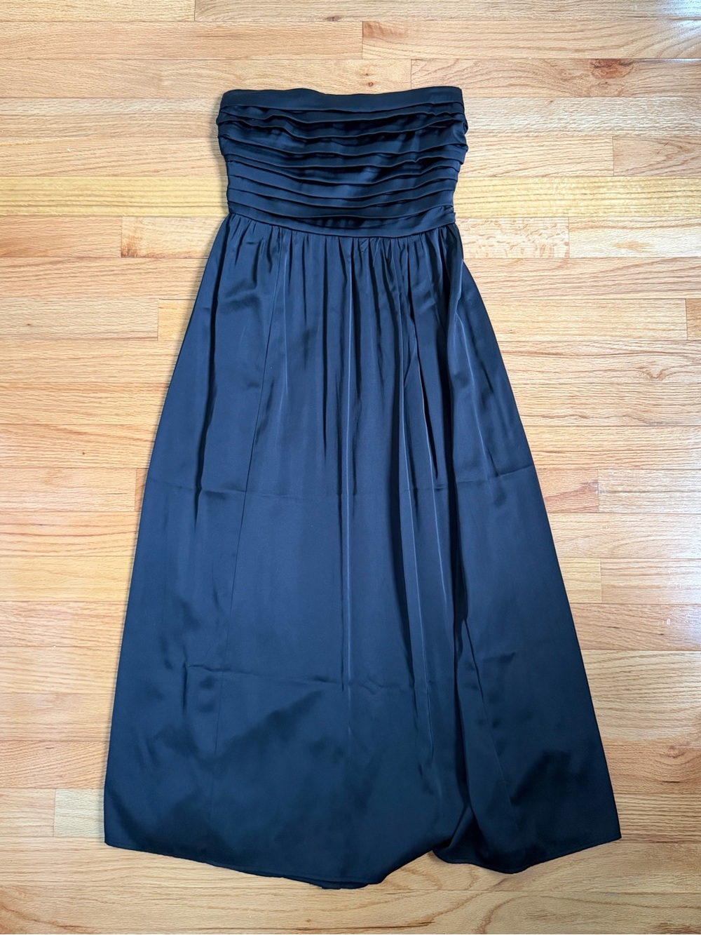 Black Abercrombie Strapless Pleated Bodice Midi Dress